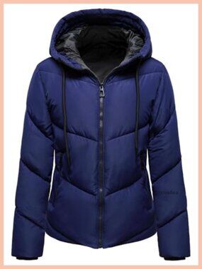 Womens Winter Puffer Jacket Hooded Zip Up Quilted Coat Warm Outdoor